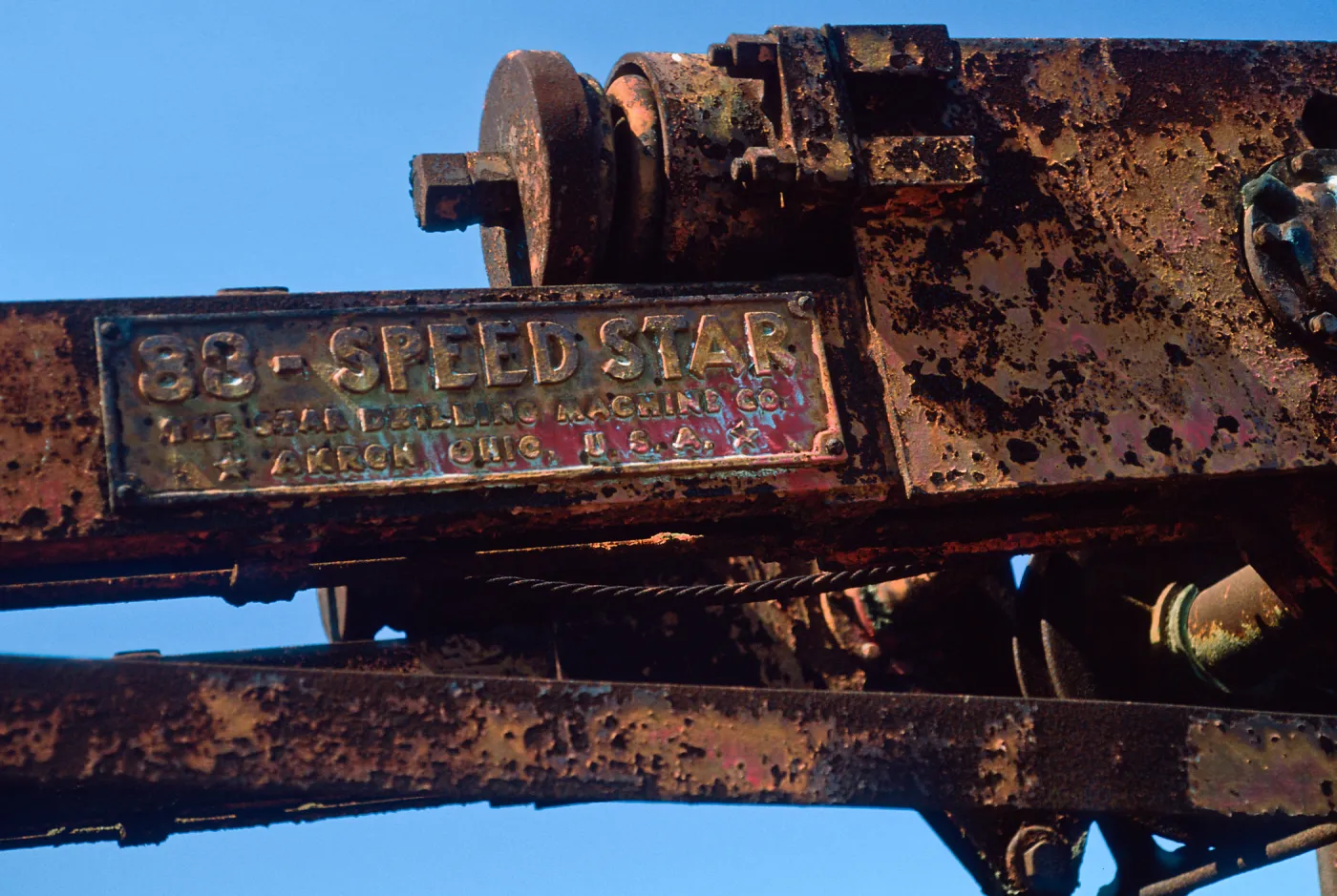 Portable drilling rig, old oil well site, East side, Santa Cruz Island