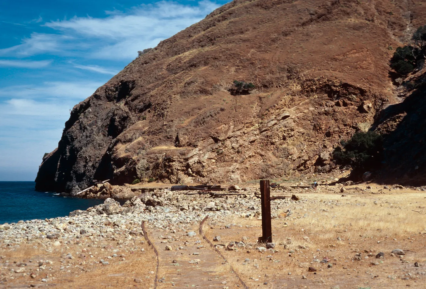 old railroad tracks, Fry’s Harbor, Santa Cruz Island