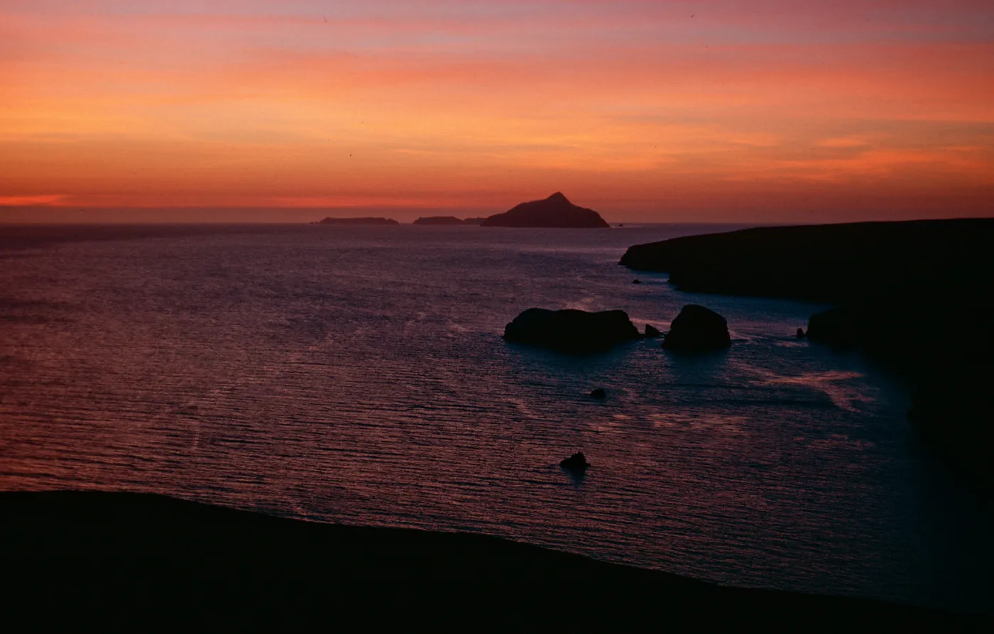 sunrise from hill above Scorpion Ranch, Santa Cruz Island