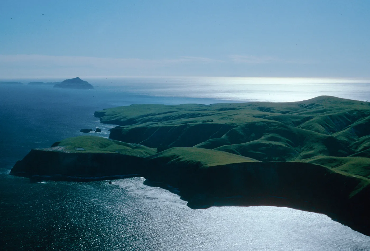 Cavern Point to San Pedro Point, Anacapa Island in background, East Santa Cruz Island