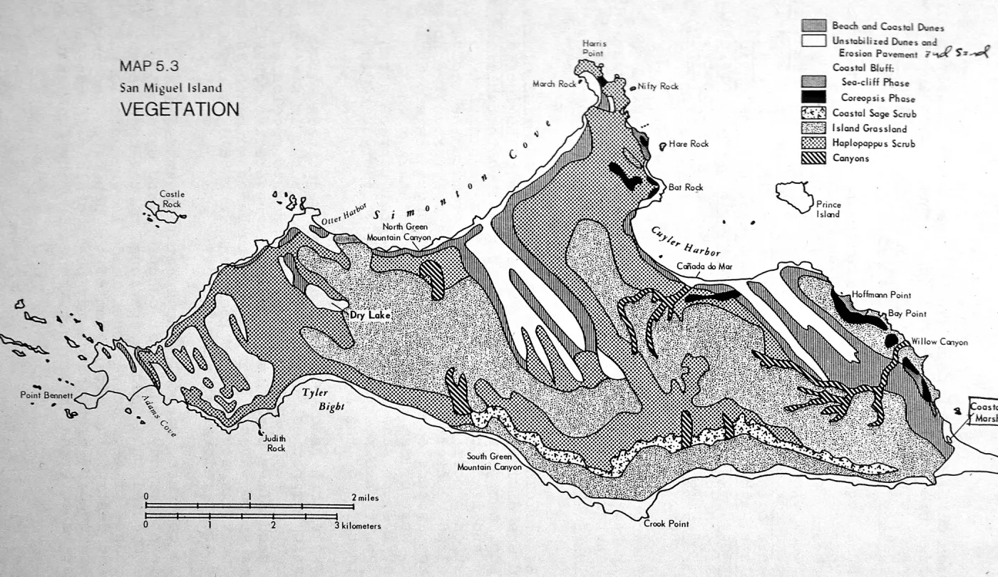 vegetation map, NPS report, San Miguel Island