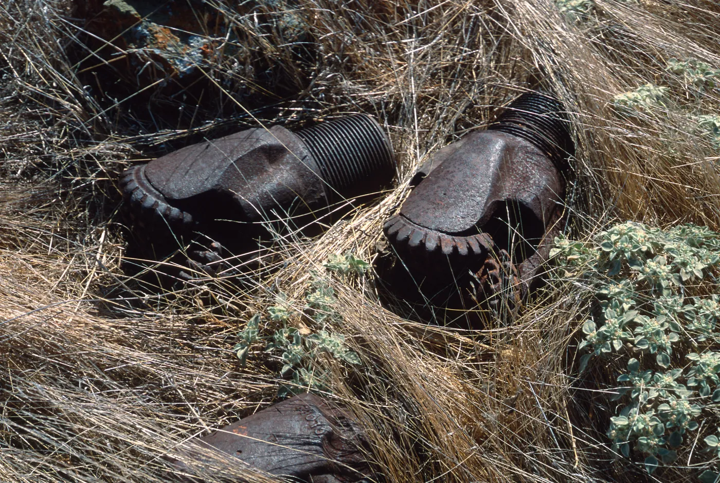 drilling heads, old oil well site, East Santa Cruz Island