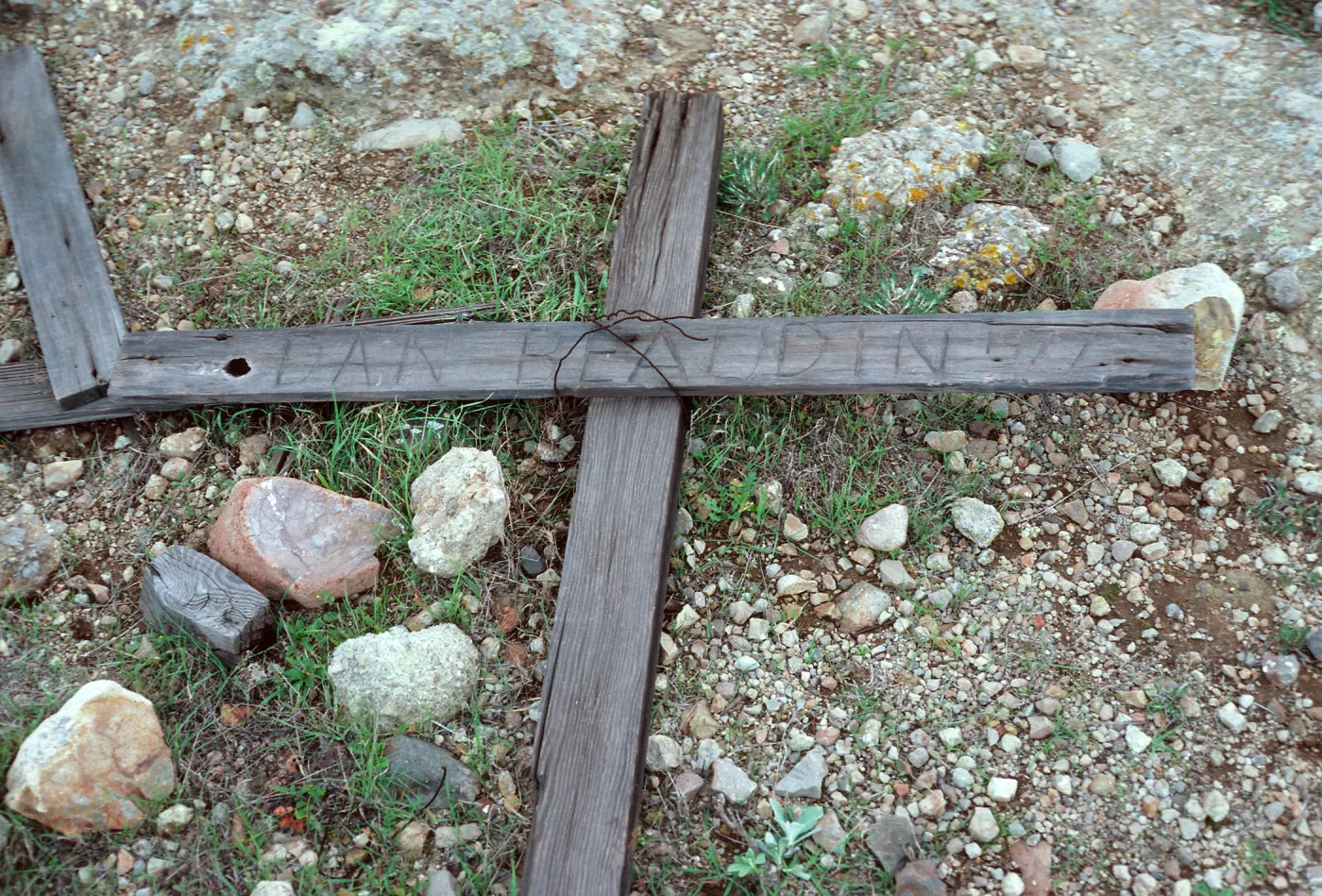 cross on top of Î” Cave, just West of mouth of Willows Canyon, Santa Cruz Island