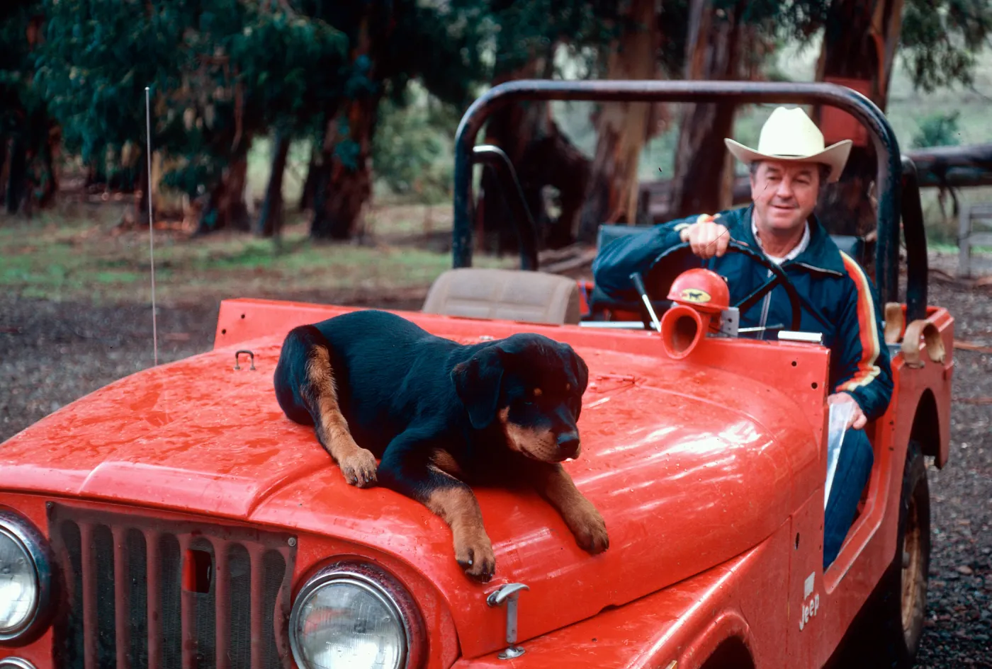 Henry Duffield and Fido ll at U. C. field station, Santa Cruz Island