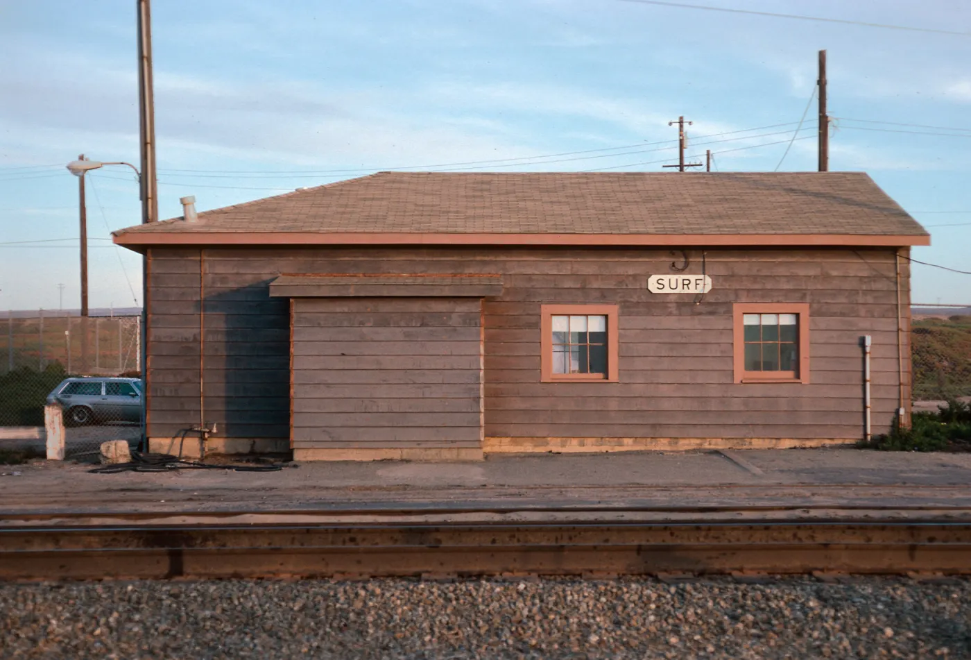 Surf, railroad stop, Santa Ynez River, Santa Barbara County
