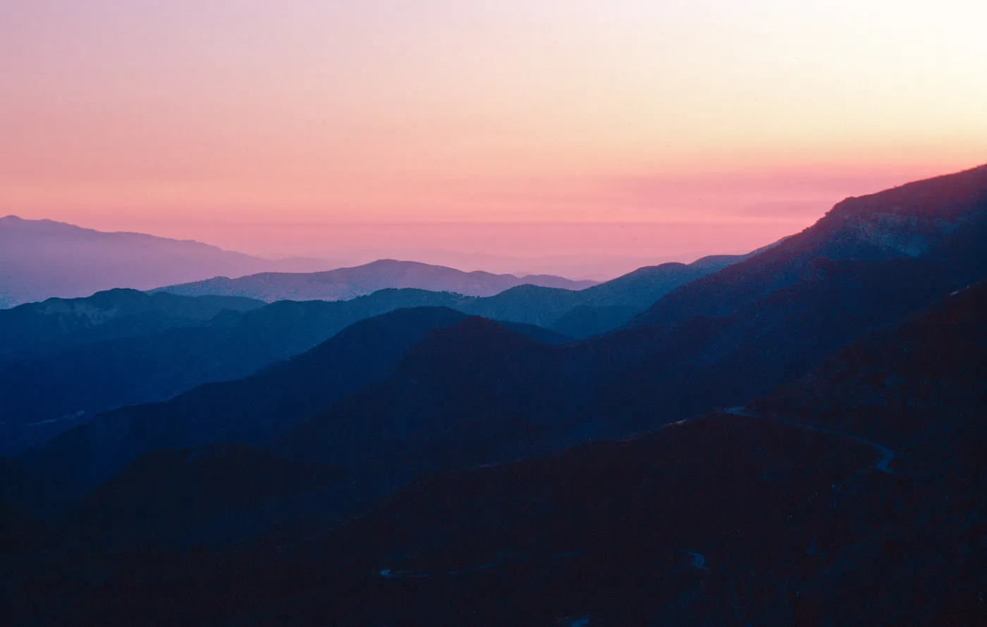 sunset, from road to Big Pine Mountain, Santa Barbara County