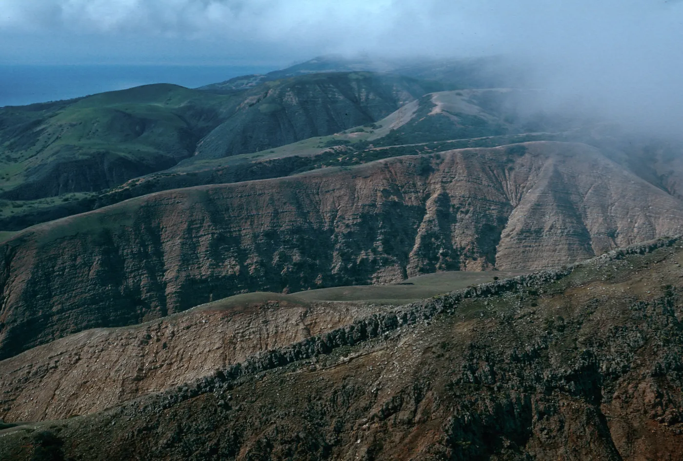 erosion, Southeast end, East of MontaÃ±on Canyon, looking West, Santa Cruz Island