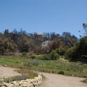View across Meadow to Mission Canyon neighbor's house after the Jesusita Fire