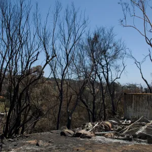fiere debris at Gane House site, after the Jesusita Fire