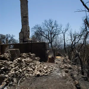 west side of Gane House, after the Jesusita Fire