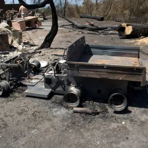 burned remains of Gator vehicle after the Jesusita Fire