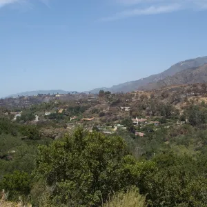 view from Las Canoas, near Skofield Park, view back to Mission Canyon, after the Jesusita Fire