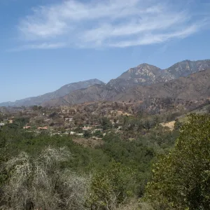 view from Las Canoas, near Skofield Park, view back to Mission Canyon, after the Jesusita Fire