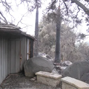 back side of Information Kiosk after the Jesusita Fire