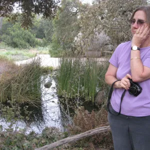 Joan Ariel surveying damage after the Jesusita Fire