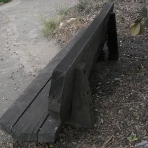Unburned wood bench above Pond after the Jesusita Fire