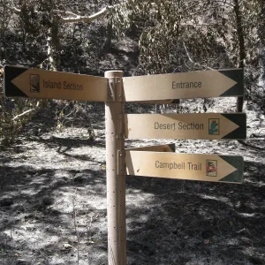 Santa Barbara Botanic Garden after the Jesusita Fire - trail sign