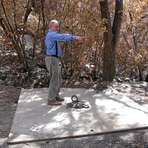 Dieter Wilken along Mission Creek after the Jesusita Fire, June 2009