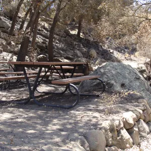 picnic tables, after the Jesusita Fire