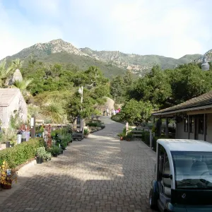 Accessible paving installed in the Courtyard, electric cart
