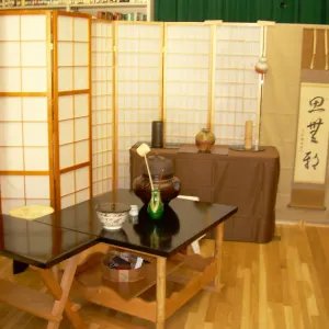 Tea Ceremony set up in the Blaksley Library