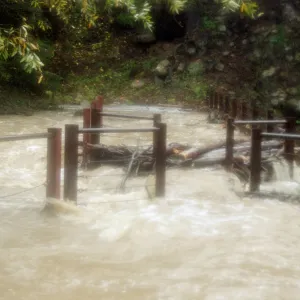 flood and storm debris at Mission Dam, Mission Creek