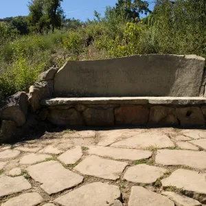 stone Pritchett Bench on the Pritcehtt Trail, SBBG 2 years after the Jesusita Fire