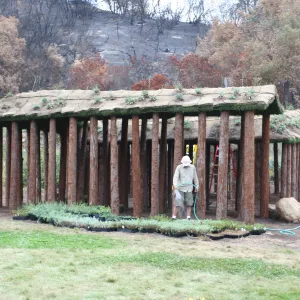 SBBG Fire Walk in the Garden, one month after Jesusita Fire, Herb Parker sculpture
