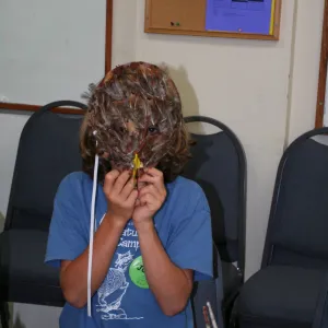 feather masks, SBBG Summer Nature Camp, 2008