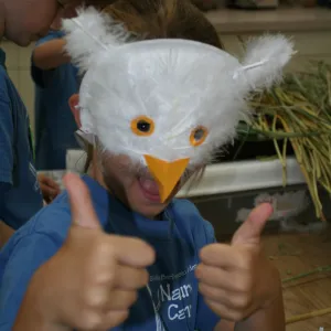 feather masks, SBBG Summer Nature Camp, 2008