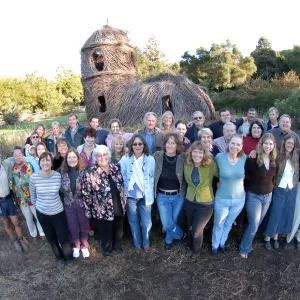 SBBG staff portrait in front of Toad Hall, group photo, SBBG Staff Christmas Card 2006