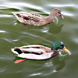 pair of mallard ducks, Lake Casitas, SBBG education tours, 2005-2006