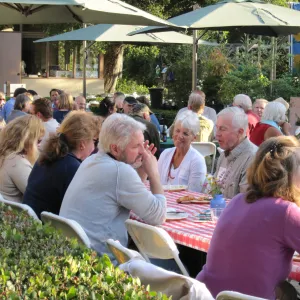 picnic tables in the Courtyard, SBBG Members Picnic, 2011