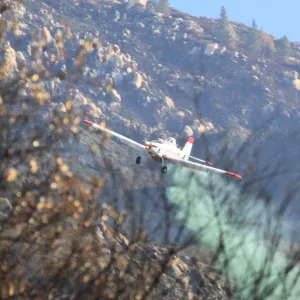 hydromulching by airplane, Santa Ynez mountains, after the Jesusita Fire, 2009