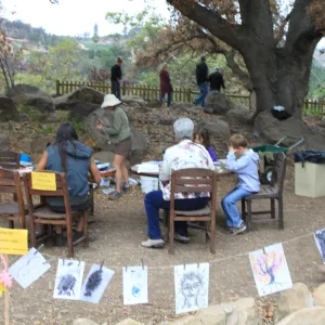 charcoal drawings activity, Art from Ashes event, SBBG