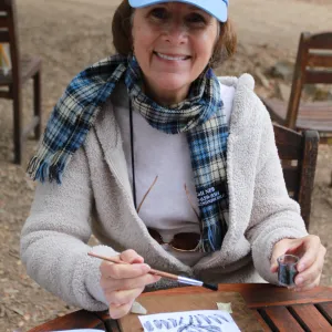 charcoal drawings activity, Art from Ashes event, SBBG
