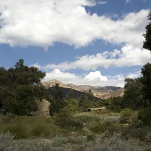 meadow and mountain view from the Entrance oak, clouds, Herb Parker exhibit, 2010