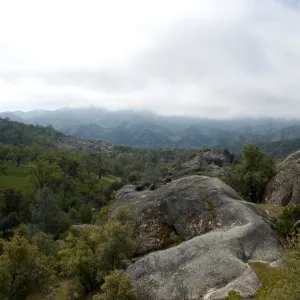 view from top of Wagon Caves rock shelter, Fort Hunter Liggett, SBBG Research and Conservation staff field trip, 2006