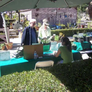 SBBG Community Free Day, Leana Orsua, SBBG Membership table in Courtyard
