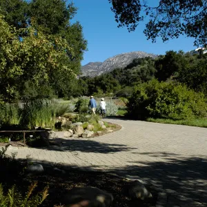 couple strolling along the Meadow and Meadow Pond, SBBG Community Free Day, October 16 2011