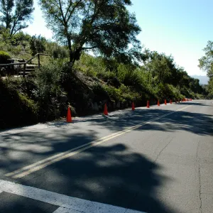 Mission Canyon Road, orange cones, SBBG Community Free Day, October 16 2011
