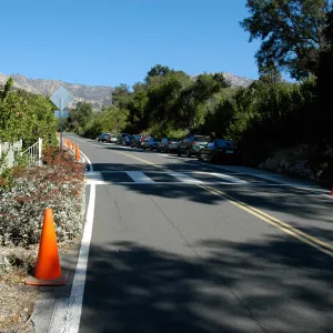Mission Canyon Road, orange cones, SBBG Community Free Day, October 16 2011