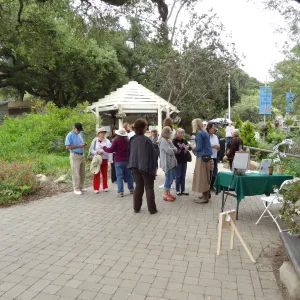 Visitors at Entrance kiosk, National Public Gardens Day 2012, SBBG