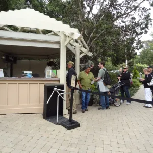 Visitors at Entrance kiosk, National Public Gardens Day 2012, SBBG