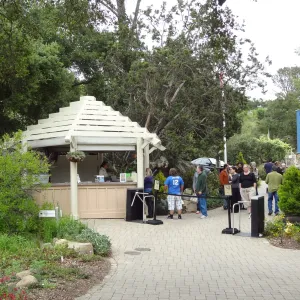 Visitors at Entrance kiosk, National Public Gardens Day 2012, SBBG