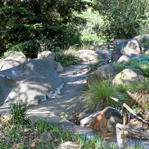 Meadow, Pond path stone bridge, west