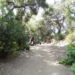 walking on the Canyon Trail, Danny Kelly and Patterson Jaffurs (summer interns) and Betsy Collins