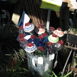 glass hummingbird feeders, SBBG Holiday Marketplace, 2006