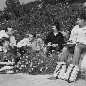 C.H. Muller with students at SBBG Meadow, early 1950s(see Cataloging Support DocumentsMuller)
