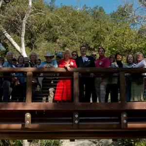 Campbell Bridge opening event, February 14, 2013, community bridge crossing, group photo